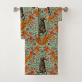 Herfst konijn op lichtgroen bad handdoek (Insitu)