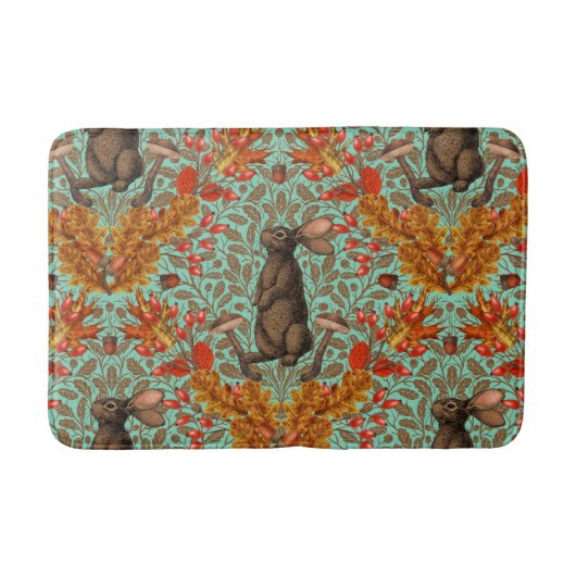 Herfst konijn op lichtgroen badmat (Voorkant)