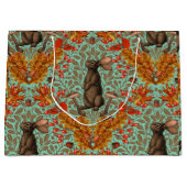 Herfst konijn op lichtgroen groot cadeauzakje (Voorkant)