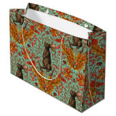 Herfst konijn op lichtgroen groot cadeauzakje (Achterkant Gekanteld)