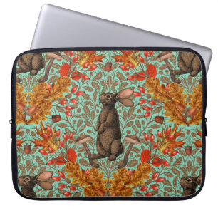 Herfst konijn op lichtgroen laptop sleeve