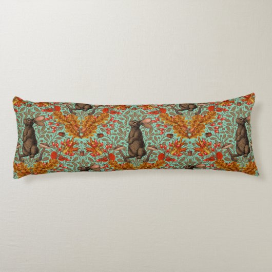 Herfst konijn op lichtgroen lichaamskussen (Achterkant)