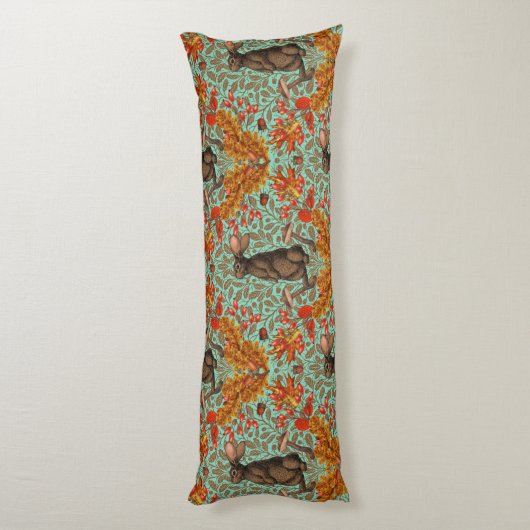 Herfst konijn op lichtgroen lichaamskussen (Achterkant (Verticaal))