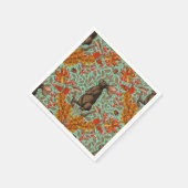 Herfst konijn op lichtgroen servet (Hoek)