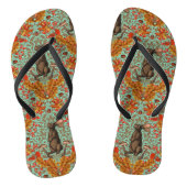 Herfst konijn op lichtgroen teenslippers (Voetbed)