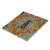 Herfst konijn op lichtgroen tegeltje (Zijkant)