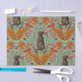 Herfst konijn op lichtgroen tissuepapier (Craft)