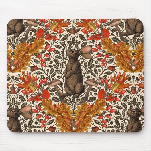 Herfst konijn op off white muismat (Voorkant)