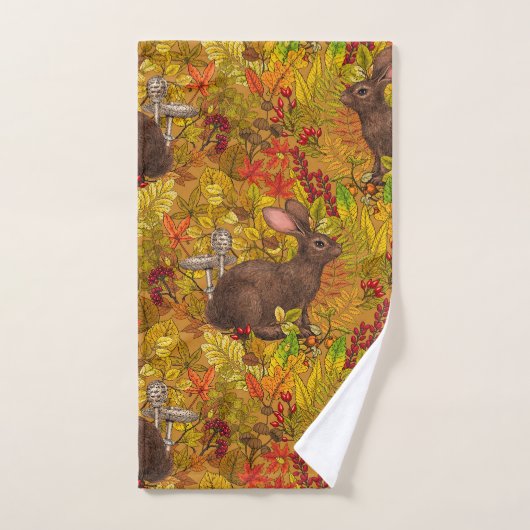 Herfst Konijn op oker Bad Handdoek (Handdoek)