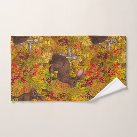 Herfst Konijn op oker Bad Handdoek (Handdoek)