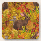 Herfst Konijn op oker Bier Onderzetter (Voorkant)