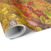 Herfst Konijn op oker Cadeaupapier (Rol Hoek)