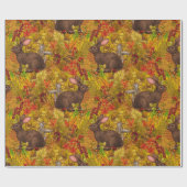 Herfst Konijn op oker Cadeaupapier (Vlak)