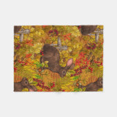 Herfst Konijn op oker Fleece Deken (Voorkant (Horizontaal))