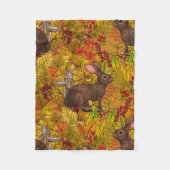 Herfst Konijn op oker Fleece Deken (Voorkant)