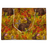 Herfst Konijn op oker Groot Cadeauzakje (Voorkant)