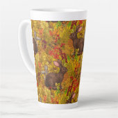 Herfst Konijn op oker Latte Mok (Linkerhoek)