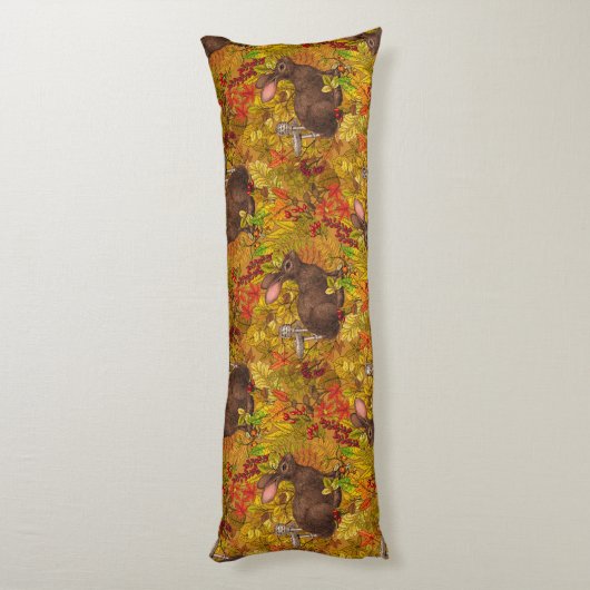 Herfst Konijn op oker Lichaamskussen (Achterkant (Verticaal))