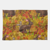 Herfst Konijn op oker Theedoek (Horizontaal)