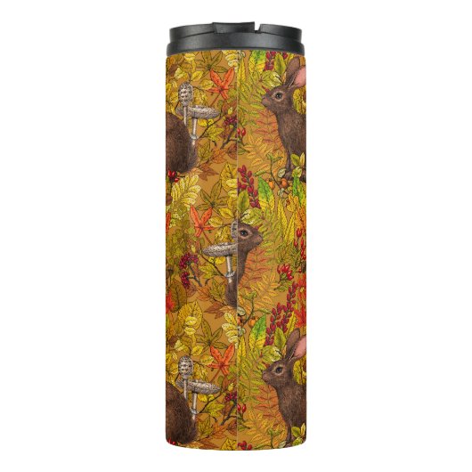 Herfst Konijn op oker Thermosbeker (Achterkant)