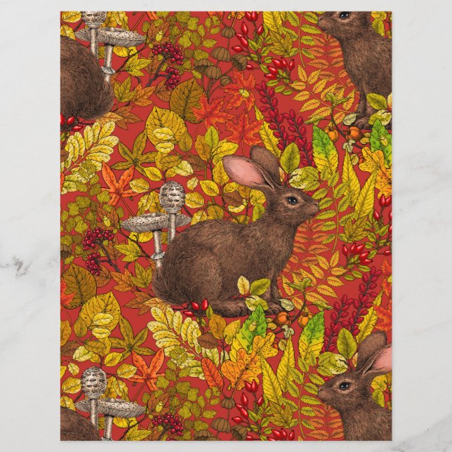Herfst Konijn op rood (Voorkant)