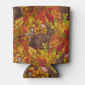 Herfst Konijn op rood Blikjeskoeler (Voorkant)