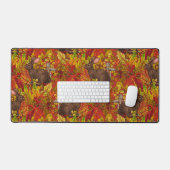Herfst Konijn op rood Bureaumat (Keyboard & Muis)