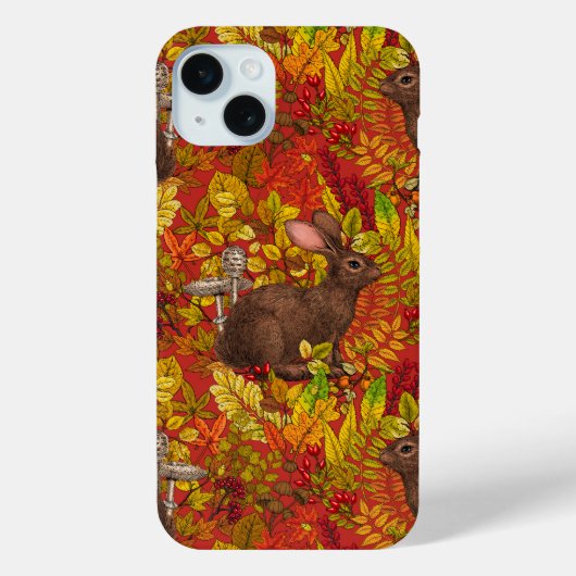 Herfst Konijn op rood Case-Mate iPhone Case (Achterkant)
