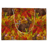 Herfst Konijn op rood Groot Cadeauzakje (Achterkant)