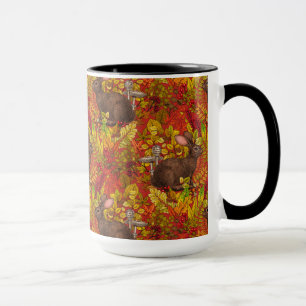 Herfst Konijn op rood Mok