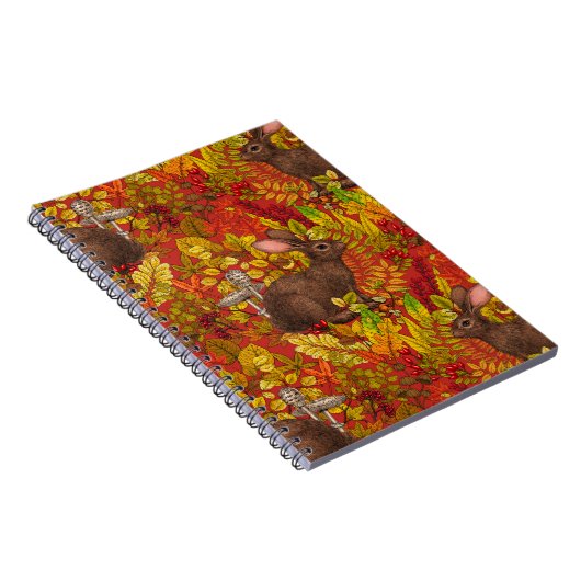 Herfst Konijn op rood Notitieboek (Rechterzijde)