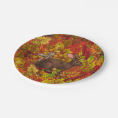 Herfst Konijn op rood Papieren Bordje (Gekanteld)