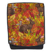 Herfst Konijn op rood Rugtassen (Voorkant)