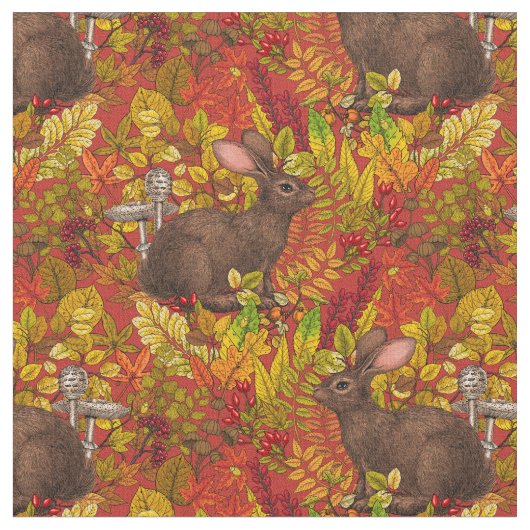 Herfst Konijn op rood Stof (Close Up)