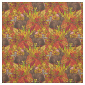 Herfst Konijn op rood Stof (Swatch)