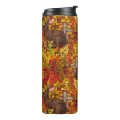 Herfst Konijn op rood Thermosbeker (Gedraaid links)