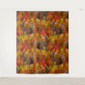 Herfst Konijn op rood Wandkleed (Voorkant)