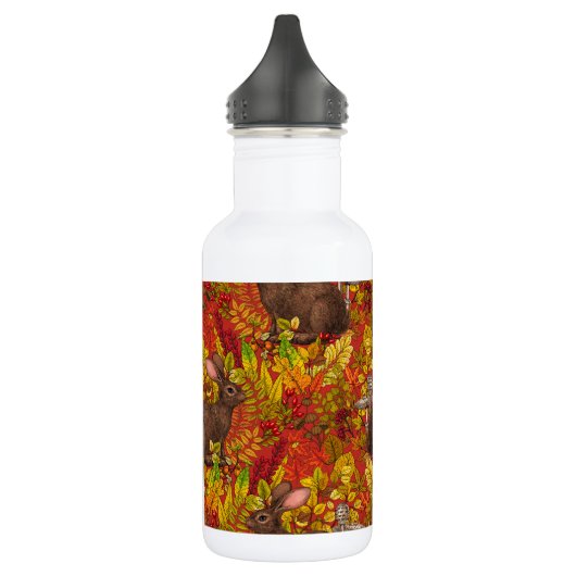 Herfst Konijn op rood Waterfles (Links)