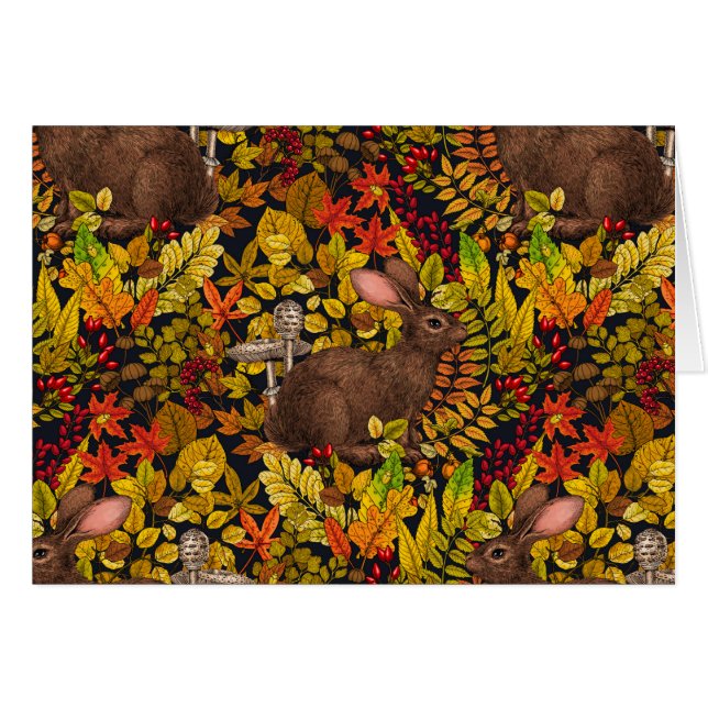 Herfst Konijn op zwart (Voorkant Horizontaal)