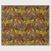 Herfst Konijn op zwart Cadeaupapier (Vlak)