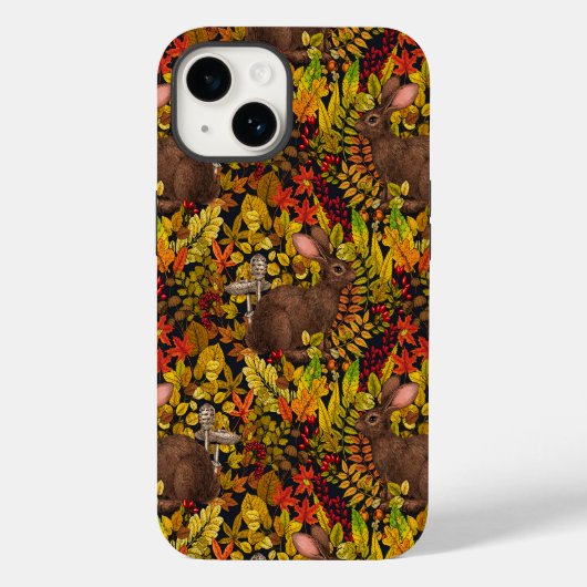 Herfst Konijn op zwart Case-Mate iPhone Case (Achterkant)
