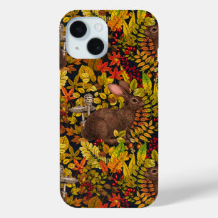 Herfst Konijn op zwart iPhone 15 Case