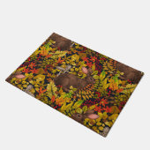 Herfst Konijn op zwart Deurmat (Schuin)