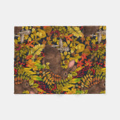 Herfst Konijn op zwart Fleece Deken (Voorkant (Horizontaal))