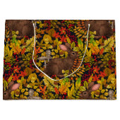 Herfst Konijn op zwart Groot Cadeauzakje (Voorkant)