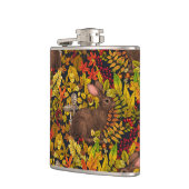 Herfst Konijn op zwart Heupfles (Links)