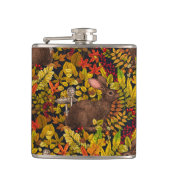 Herfst Konijn op zwart Heupfles (Voorkant)