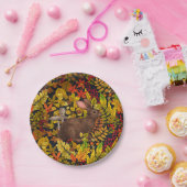 Herfst Konijn op zwart Papieren Bordje (Feest)