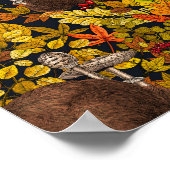 Herfst Konijn op zwart Poster (Hoek)