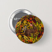 Herfst Konijn op zwart Ronde Button 5,7 Cm (Voorkant /achterkant)